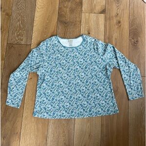 EUC LL Bean Plus Size 100% cotton floral long-sleeved shirt